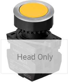 S3PF-P1Y, Кнопочный выключатель, без подсветки, утопленный, 30 мм, Желтый, без контактов