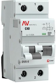 Фото 1/4 Выключатель автоматический дифференциального тока DVA-6 1п+N 40А C 30мА тип A AVERES | rcbo6-1pn-40C-30-a-av | EKF