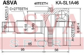 Фото 1/5 KA-SL1A46, ШРУС наружный 22x60x27