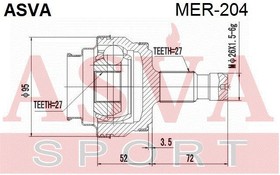 Фото 1/2 MER-204, ШРУС наружный задний 27x67x27