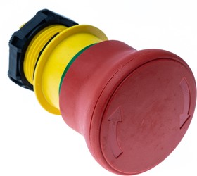 Фото 1/4 LPCB6644, Кнопка аварийного останова 22мм, с фиксацией, возврат поворотом, красная, пластиковая, без подсветки. Диаметр кнопки - 40мм. Без о