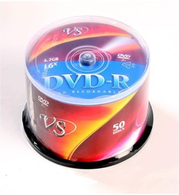 Фото 1/2 VSDVDRCB5001, Диск DVD-R VS 4.7 Gb, 16x, Cake Box (50), (50/250)