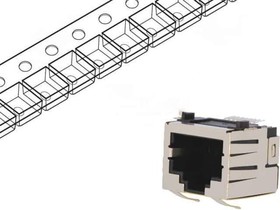 Фото 1/2 RJJS88SMTWF, Гнездо, RJ45, PIN: 8, Кат: 5, экранированный, Конф: 8p8c, SMT