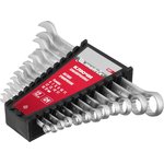 15412, Набор ключей комбинированных, 6 - 22 мм, 12 шт., CrV, матовый хром