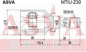 Фото 1/2 MTIU-Z30, ШРУС внутренний 21x35x33