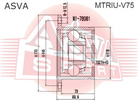 Фото 1/2 MTRIU-V75, ШРУС внутренний задний 43x170