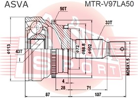 Фото 1/2 MTR-V97LA50, ШРУС наружный