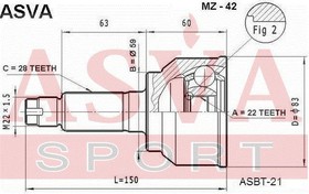 Фото 1/5 MZ42, К-кт ШРУСа наружный MAZDA 3 BK5P 1.5 AT