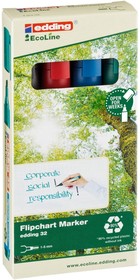 Фото 1/10 Набор маркеров для флипчартов EDDING 32 Ecoline, 1-5 мм, 4 цвета. карт кор