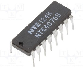 Фото 1/2 NTE4076B, CMOS 4-bit D Type Register High Voltage Type 16-lead DIP