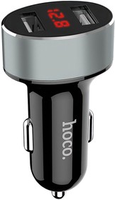 Фото 1/3 Автомобильное зарядное устройство HOCO Z26 High Praise 2xUSB, 2.1А, LED дисплей (черный)