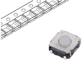 Фото 1/5 KSC222J LFS, Switch Tactile N.O. SPST Round Button J-Bend 0.05A 32VDC 1VA 500000Cycles 2N SMD Automotive T/R