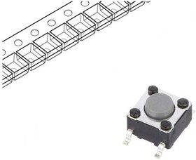 Фото 1/4 PTS645SH43SMTR 92 LFS, TACTILE SWITCH, 0.05A, 12VDC, SMD, 200GF