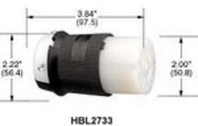 HBL2733, \"LKG CONN, 30A 3P 480V, L16-30R, B/W\/