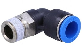 Фото 1/3 QSL-3/8-12, QS Series Elbow Threaded Adaptor, R 3/8 Male to Push In 12 mm, Threaded-to-Tube Connection Style, 153053