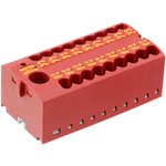 Distribution block, push-in connection, 0.14-4.0 mm², 19 pole, 24 A, 6 kV, red ...