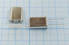 Кварцевый резонатор 46315 кГц, корпус HC49U, нагрузочная емкость 32 пФ, точность настройки 10 ppm, стабильность частоты 30/-40~85C ppm/C, ма