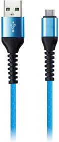 Фото 1/3 Дата-кабель Smartbuy USB - micro USB, спиральный, длина 1,0 м, синий (iK-12sp blue)/100