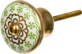 Металлическая ручка для мебели Blumen Haus Зеленый чай цвет зеленый, рисунок золотой 66103