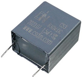 Фото 1/2 C531552DH8J253A0L0, конденсатор пленочный 1.5мкФ 630В dc 10% Р=27.5мм 32х37х22 аналог B32654A6155J00