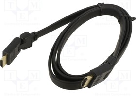 KABH AL-05, Cable; HDMI 1.4,flat; HDMI plug movable ±90°,both sides; 1.5m