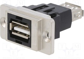 Фото 1/3 CP30708NM, Соединитель; DUALSLIM; позолота; гнездо USB A,с обеих сторон