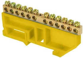 Шина нулевая N 6х9 12 отвер. латунь желт. изолятор на DIN-рейку розн. стикер PROxima EKF sn0-63-12-dz-r