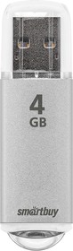 Фото 1/9 USB 2.0 накопитель Smartbuy 4GB V-Cut Silver (SB4GBVC-S)