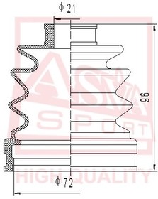 ASBT-2154, Пыльник ШРУСа (К-кт без смазки) 21x72x93