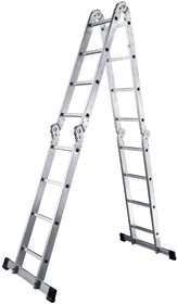 Фото 1/10 Алюминиевая четырехсекционная шарнирная лестница TL 4044