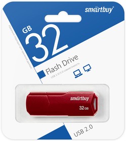 Фото 1/5 USB 2.0 накопитель SmartBuy 32GB CLUE Burgundy (SB32GBCLU-BG)