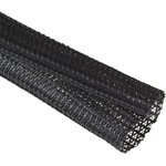 G1301/4 BK007, Braided PET Black Cable Sleeve, 6.35mm Diameter, 15m Length ...