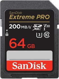 Фото 1/5 Карта памяти SanDisk Extreme Pro SDXC UHS-I Class 3 V30 200/90 MB/s 64GB SDSDXXU-064G-GN4IN