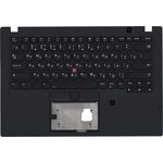 Клавиатура (топ-панель) для ноутбука Lenovo ThinkPad T490s черная с черным ...
