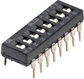 Фото 1/2 ADF08T04, DIP Switches / SIP Switches SPST 8P FLUSH SLIDE T/H DIP SWITCH