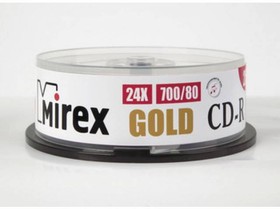 Фото 1/2 UL120054A8B, Диск CD-R Mirex 700 Mb, 24х, Gold, Cake Box (50), (50/300)