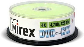 Фото 1/3 UL130032A4M, Диск DVD-RW Mirex 4.7 Gb, 4x, Cake Box (25), (25/300)