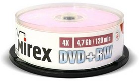 UL130022A4M, Диск DVD+RW Mirex 4.7 Gb, 4x, Cake Box (25), (25/300)