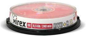 UL130062A8L, Диск DVD+R Mirex 8.5 Gb, 8x, Cake Box (10), Dual Layer (10/300)
