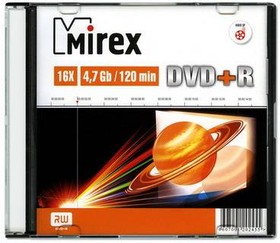 Фото 1/2 UL130013A1S, Диск DVD+R Mirex 4.7 Gb, 16x, Slim Case (1), (1/200)