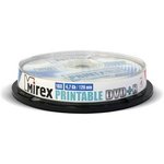 UL130029A1L, Диск DVD+R Mirex 4.7 Gb, 16x, Cake Box (10), Ink Printable (10/300)