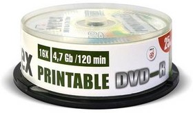 Фото 1/3 UL130028A1M, Диск DVD-R Mirex 4.7 Gb, 16x, Cake Box (25), Ink Printable (25/300)