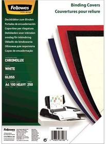 FS-5378001, Обложки Chromo A4, Fellowes®, белые, 100 шт., глянцевый картон.