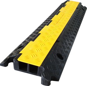 Фото 1/4 1000mm Black/Yellow Cable Cover in Rubber, Thermoplastic, 38 x 35mm Inside dia.