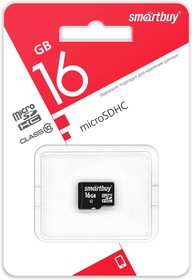 Фото 1/6 micro SDHC карта памяти Smartbuy 16GB Сlass 10 (без адаптеров)LE