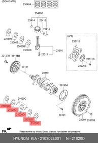 Вкладыши коренные (компл) HYUNDAI Creta/KIA K5 mot.2,0L 16V /STD Blue HYUNDAI/KIA 21020-2E001