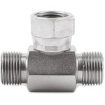Hydraulic Tee Threaded Adapter 4S6MK4S, Connector A G 1/4 Male Connector B G 1/4 Male