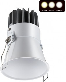 Novotech 358908 SPOT NT22 белый Встраиваемый светодиодный светильник с переключателем цветовой температуры IP20 LED 3000К\4000К\6000К 12W 22