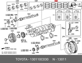 130110C030, Кольца поршневые TOYOTA STD 2TRFE