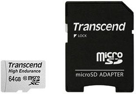 Фото 1/5 TS64GUSDXC10V, Флеш карта microSD 64GB Transcend microSDXC Class 10 (SD адаптер) ,MLC